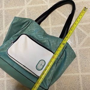 Coach Green White Leather Tote